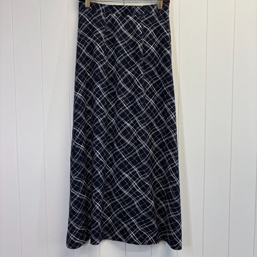 Vintage California Influence Womens Cottage Peasant Maxi Skirt Size M Navy Chic